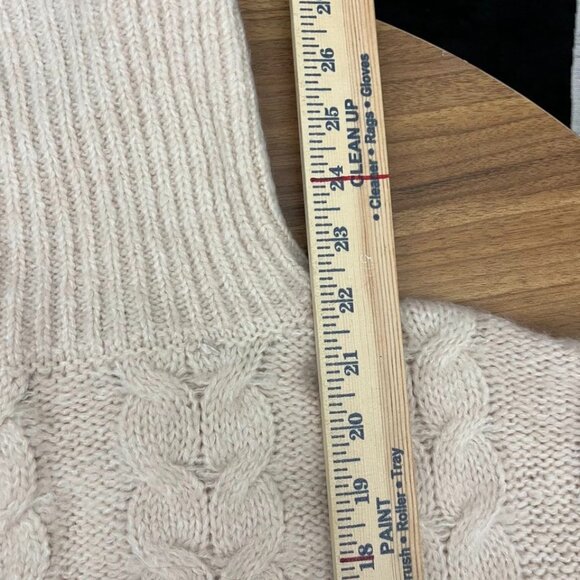 Joe’s Jeans Cable Knit Ruffle Sleeve Turtleneck Sweater Cream Ivory M - Picture 8 of 11